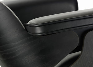 Vitra Eames Loungechair met ottoman Premium Leder Nero kastanje zwart