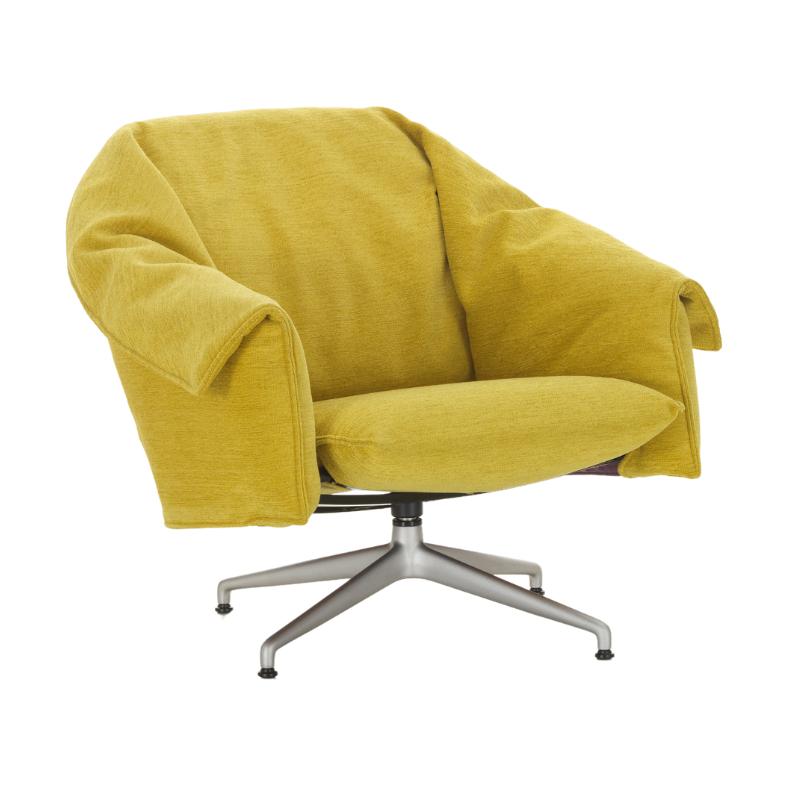 Vitra Bascule Lowback fauteuil Iroko Lemon sterpoot aluminium