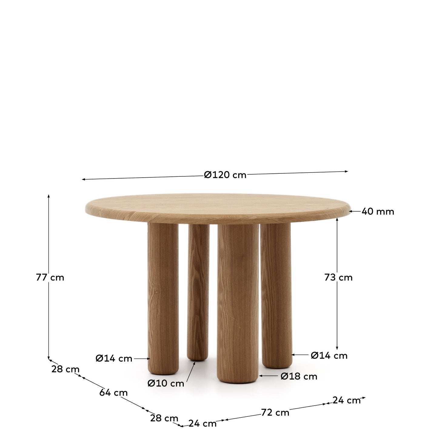 Kave Home Mailen eettafel Ø120 cm Naturel