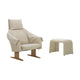 Vitra Bascule Highback fauteuil met bankje Iroko Cream poot eiken