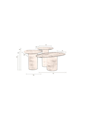 Dutchbone Suki bijzettafel set van 3 Bruin en Wit