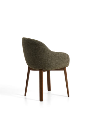 Kave Home Meila eetkamerstoel met arm chenille Green donker hout