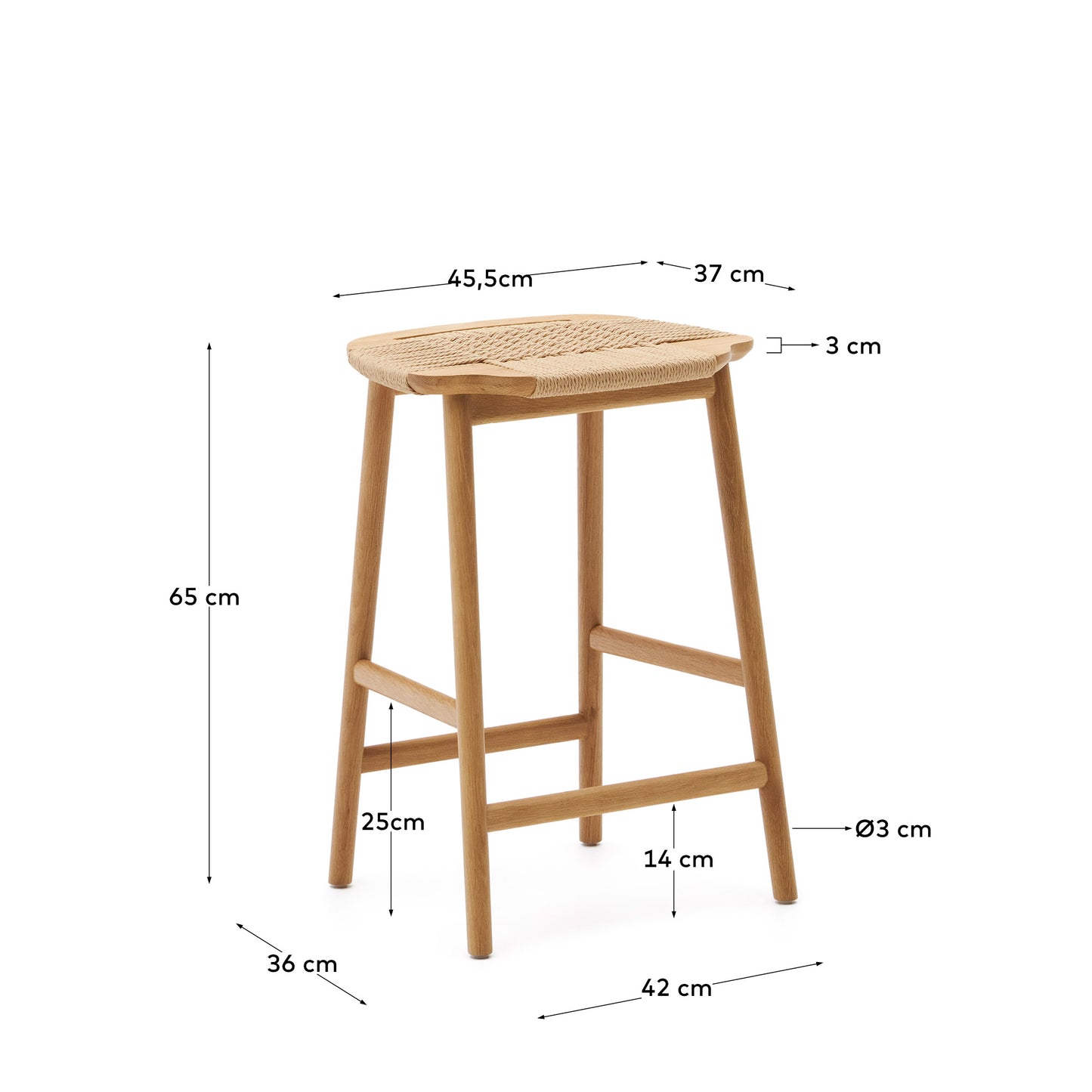 Kave Home Enit barkruk H65 Natural