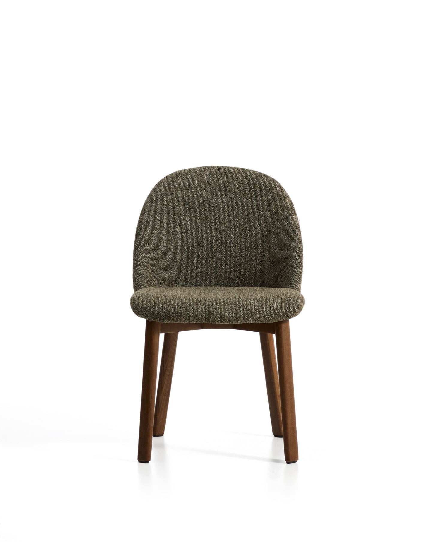 Kave Home Meila eetkamerstoel chenille Green donker hout