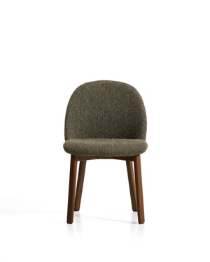 Kave Home Meila eetkamerstoel chenille Green donker hout