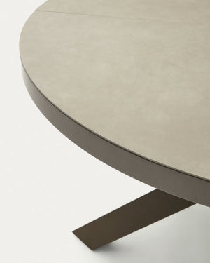 Kave Home Vashti eettafel uitschuifbaar Ø120(160) cm porselein Bruin