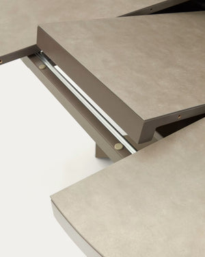 Kave Home Vashti eettafel uitschuifbaar Ø120(160) cm porselein Bruin