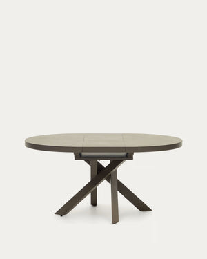 Kave Home Vashti eettafel uitschuifbaar Ø120(160) cm porselein Bruin