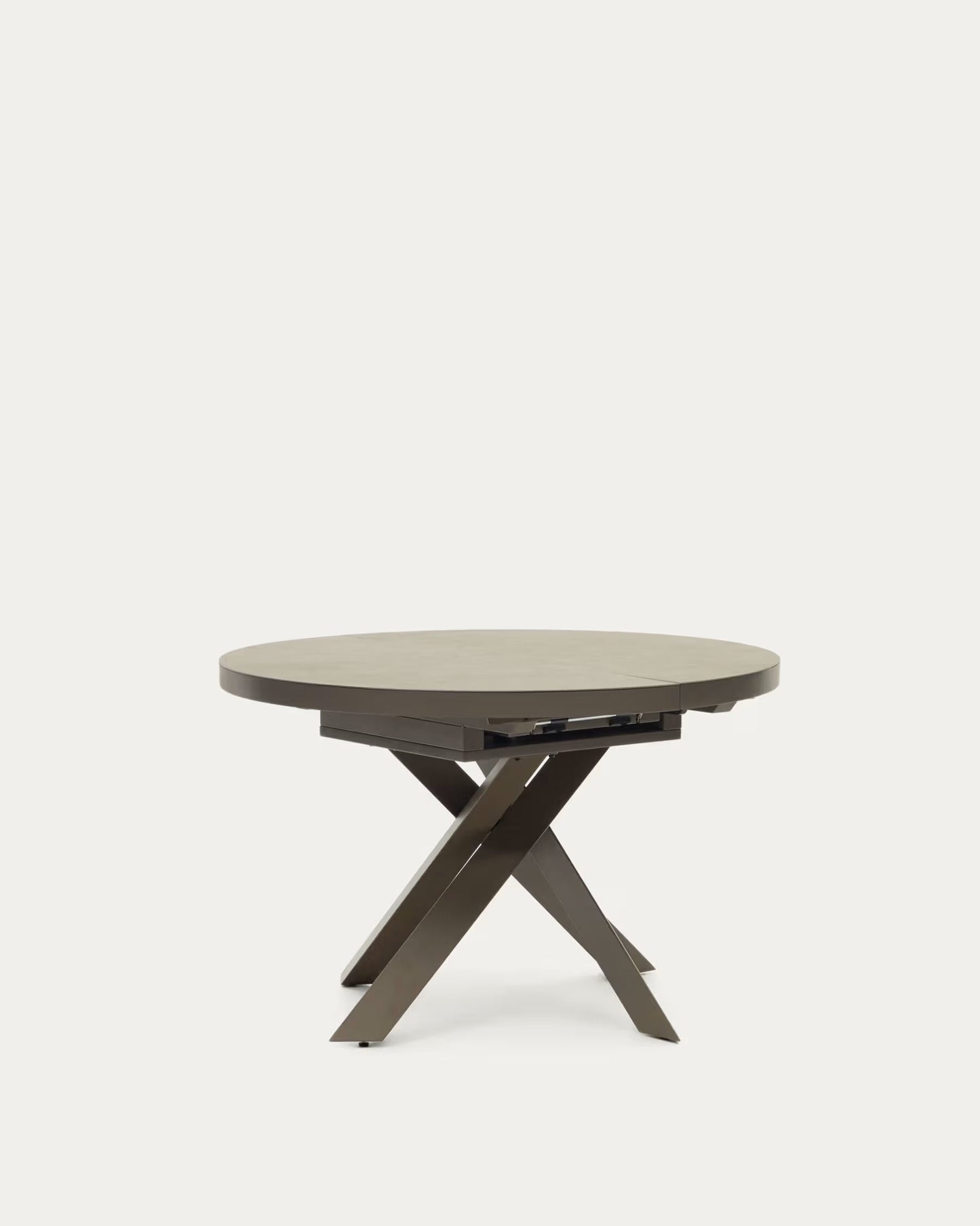 Kave Home Vashti eettafel uitschuifbaar Ø120(160) cm porselein Bruin