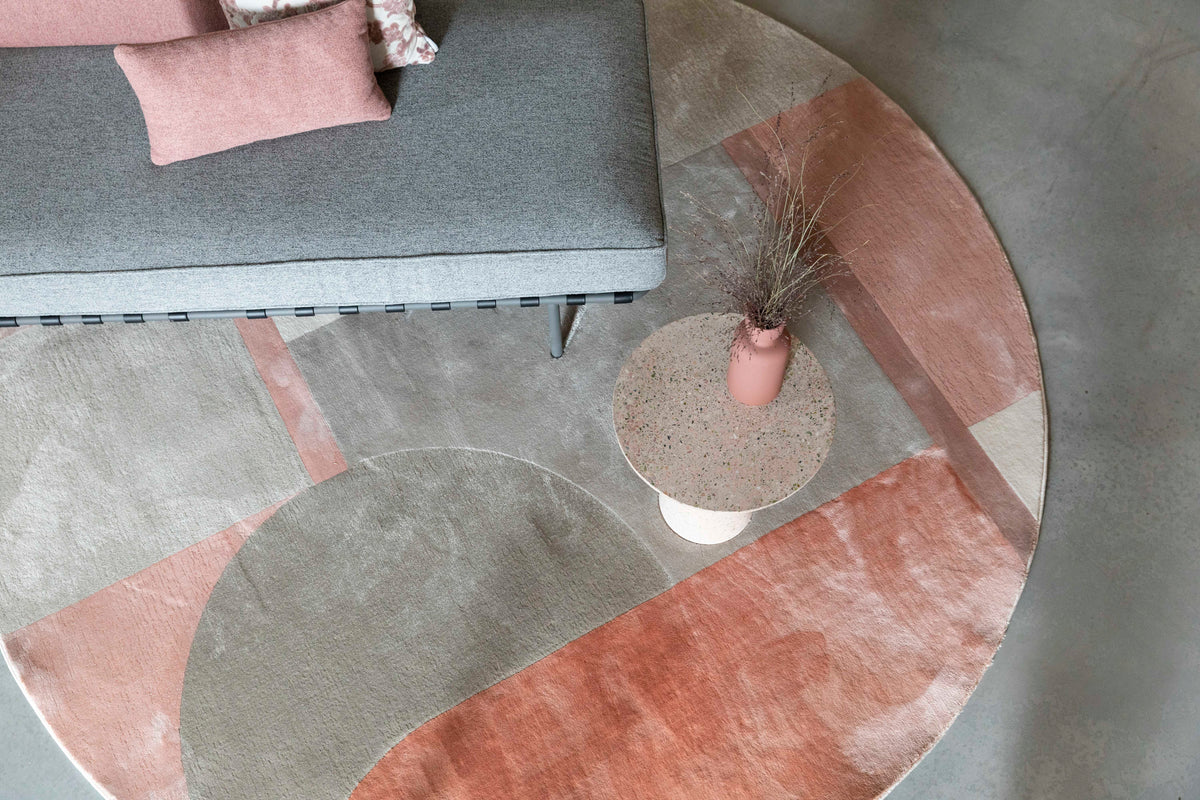 Zuiver Hilton vloerkleed Ø240 cm Grey/Pink
