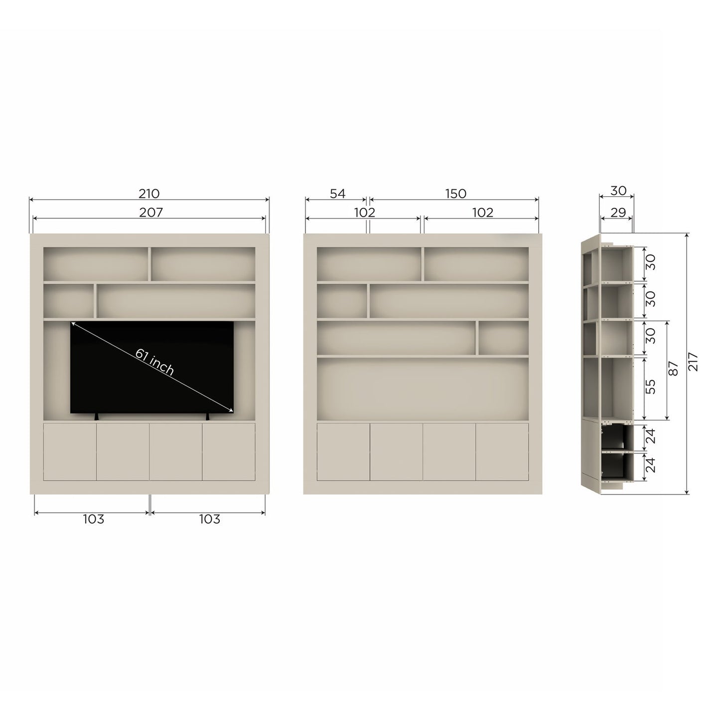vtwonen Wallcover wandkast 210 cm Dust