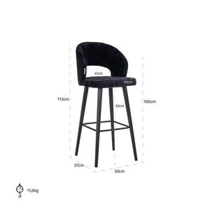 Richmond Savoy barkruk H82 chenille Black