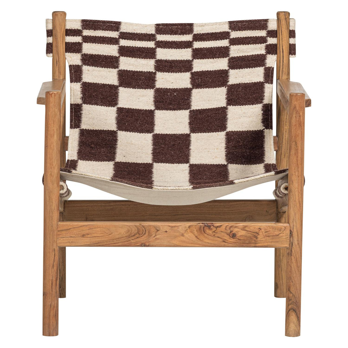 WOOOD Zano fauteuil hout bruin met kelim zitting Naturel