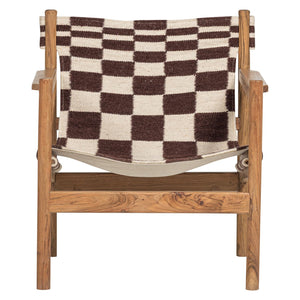 WOOOD Zano fauteuil hout bruin met kelim zitting Naturel