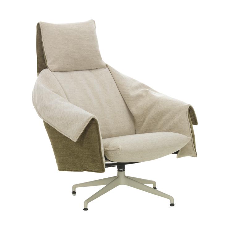 Vitra Bascule Highback fauteuil Iroko Cream / Olive sterpoot chalk