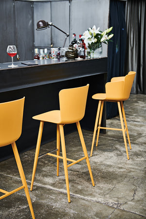 Midj Calla L TS barkruk H79 leder Pelle Ash Grey onderstel zwart