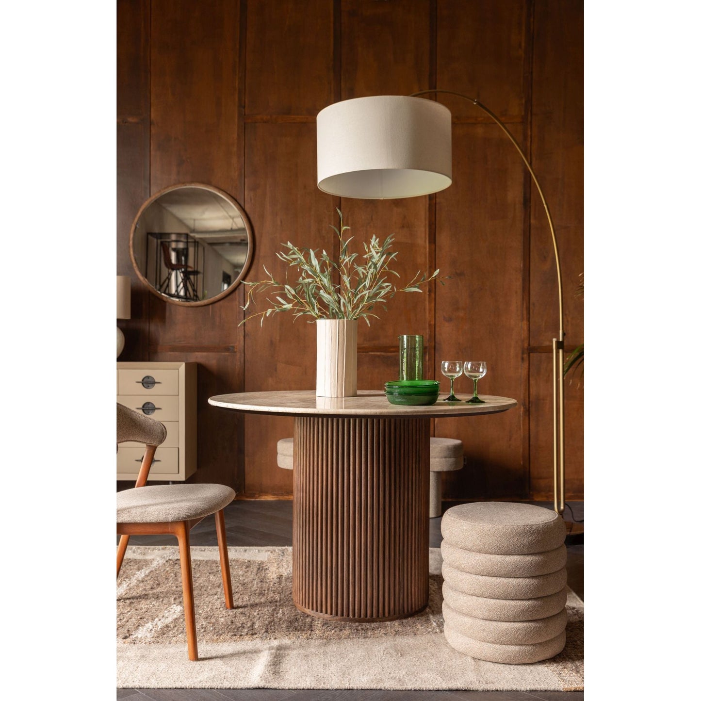 Dutchbone Fern poef beige