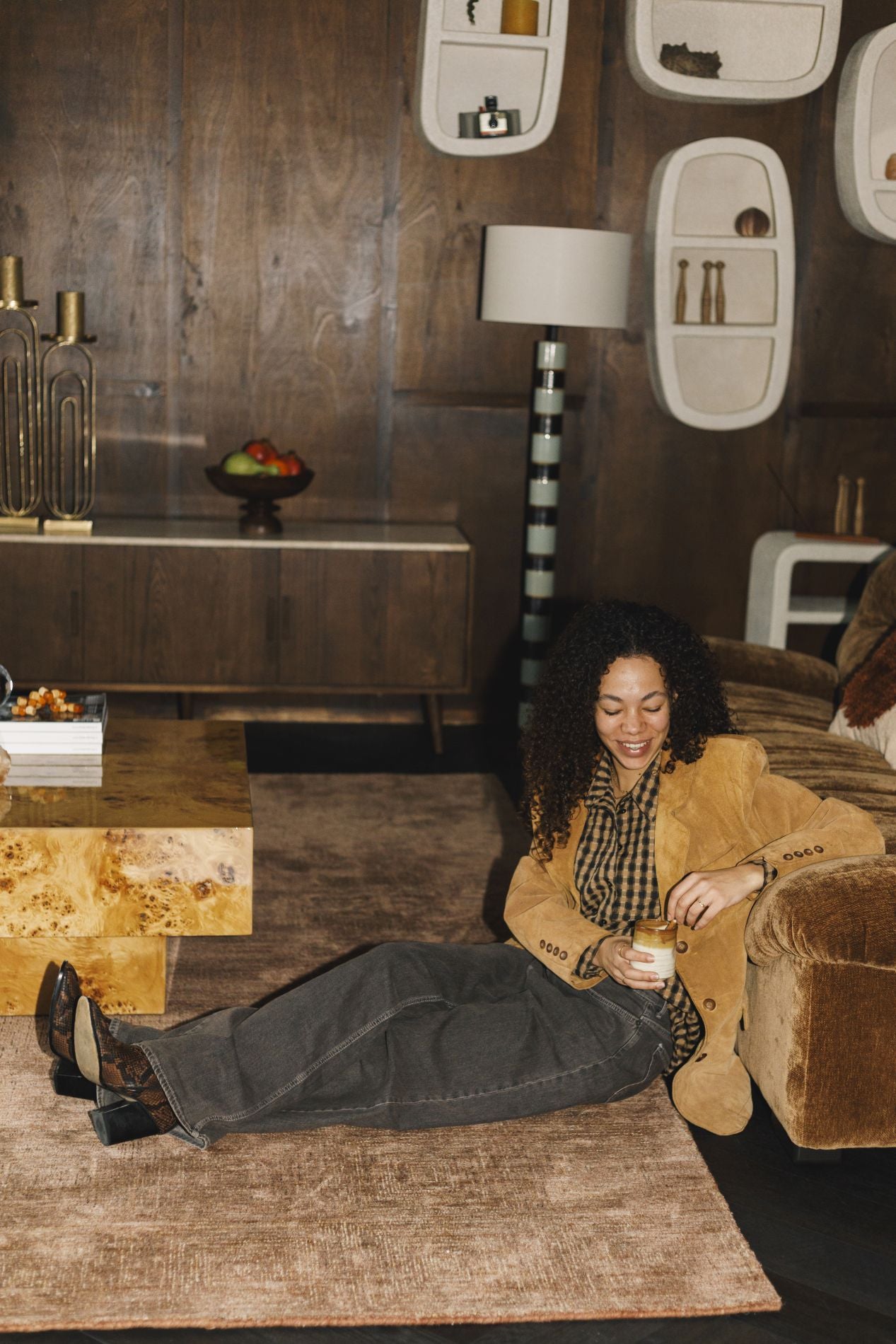 Dutchbone Douglas bank 3-zits velvet Cognac