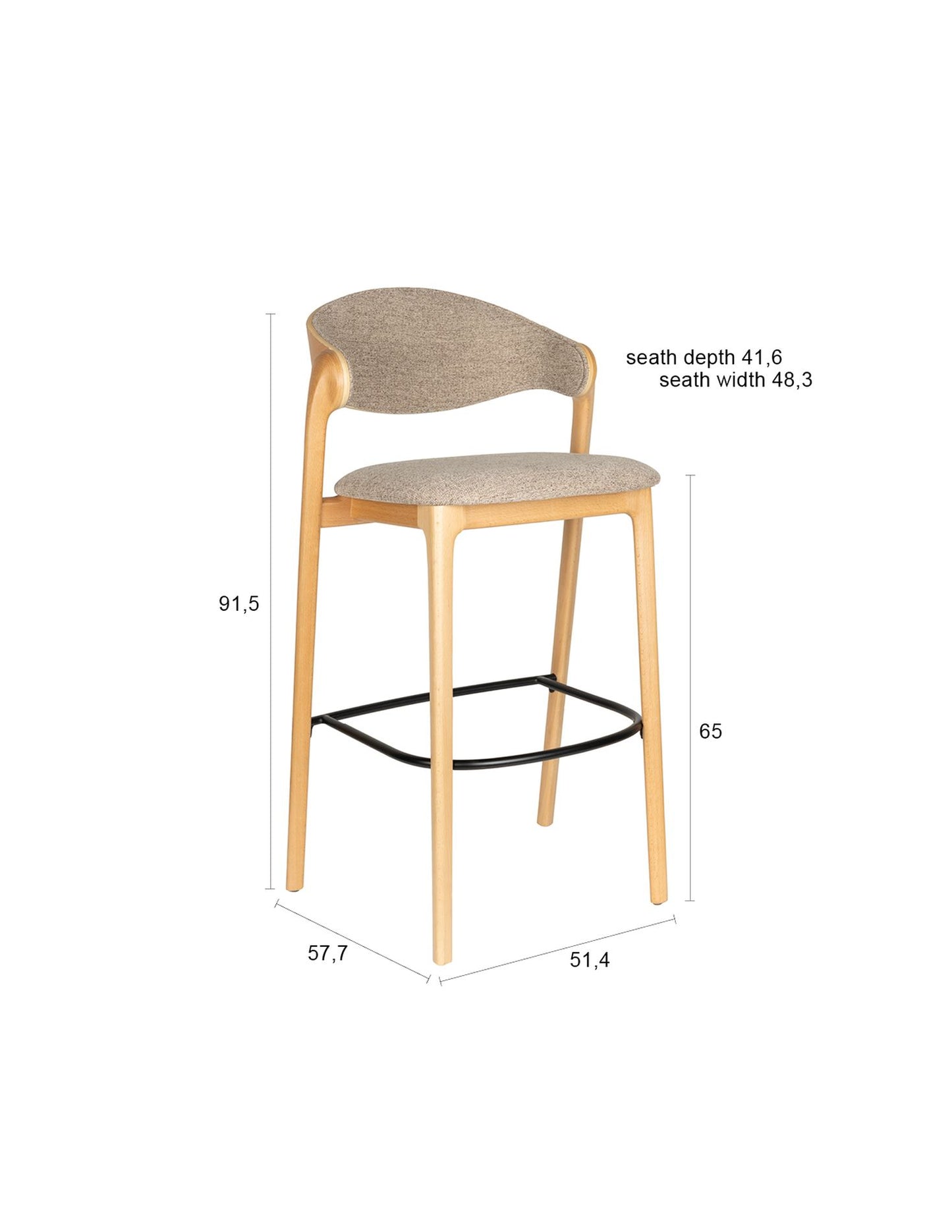 Dutchbone Babington barkruk H65 Natural