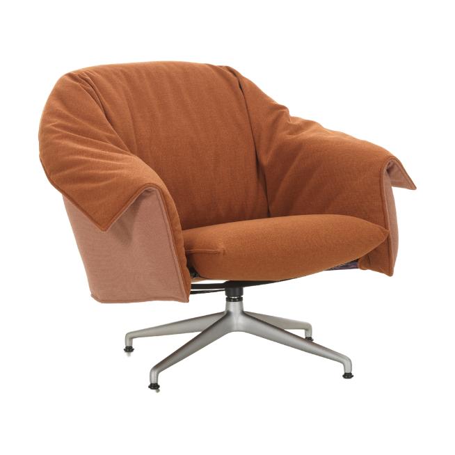 Vitra Bascule Lowback fauteuil Hola Blush Pink / Terracotta sterpoot aluminium