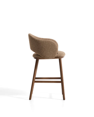 Kave Home Maina barkruk H65 dik chenille Bruin walnoot