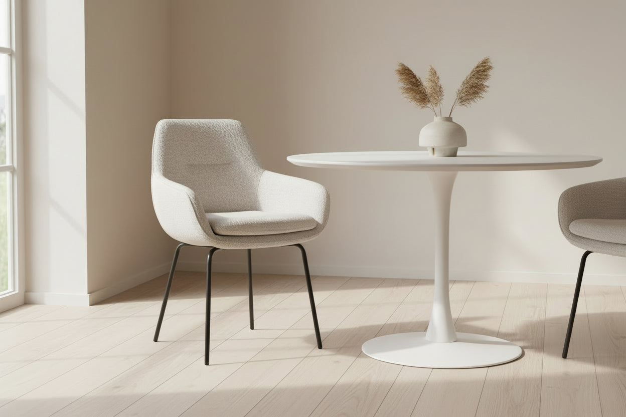 HelloChair HC24 Lenes eetkamerstoel Paris Light Grey vierpoot bruin