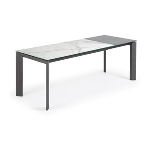 Kave Home Axis eettafel uitschuifbaar 160/220x90 cm Wit/Zwart