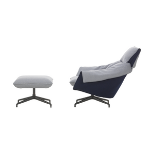 Vitra Bascule Highback fauteuil met ottoman Cento Light Lavender / Electric Blue sterpoot diepzwart