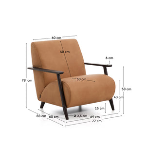 Kave Home Meghan fauteuil Bruin/Donker bruin