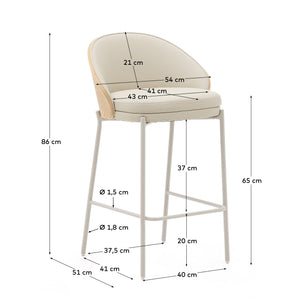 Kave Home Eamy barkruk H65 kunstleer White/Beige