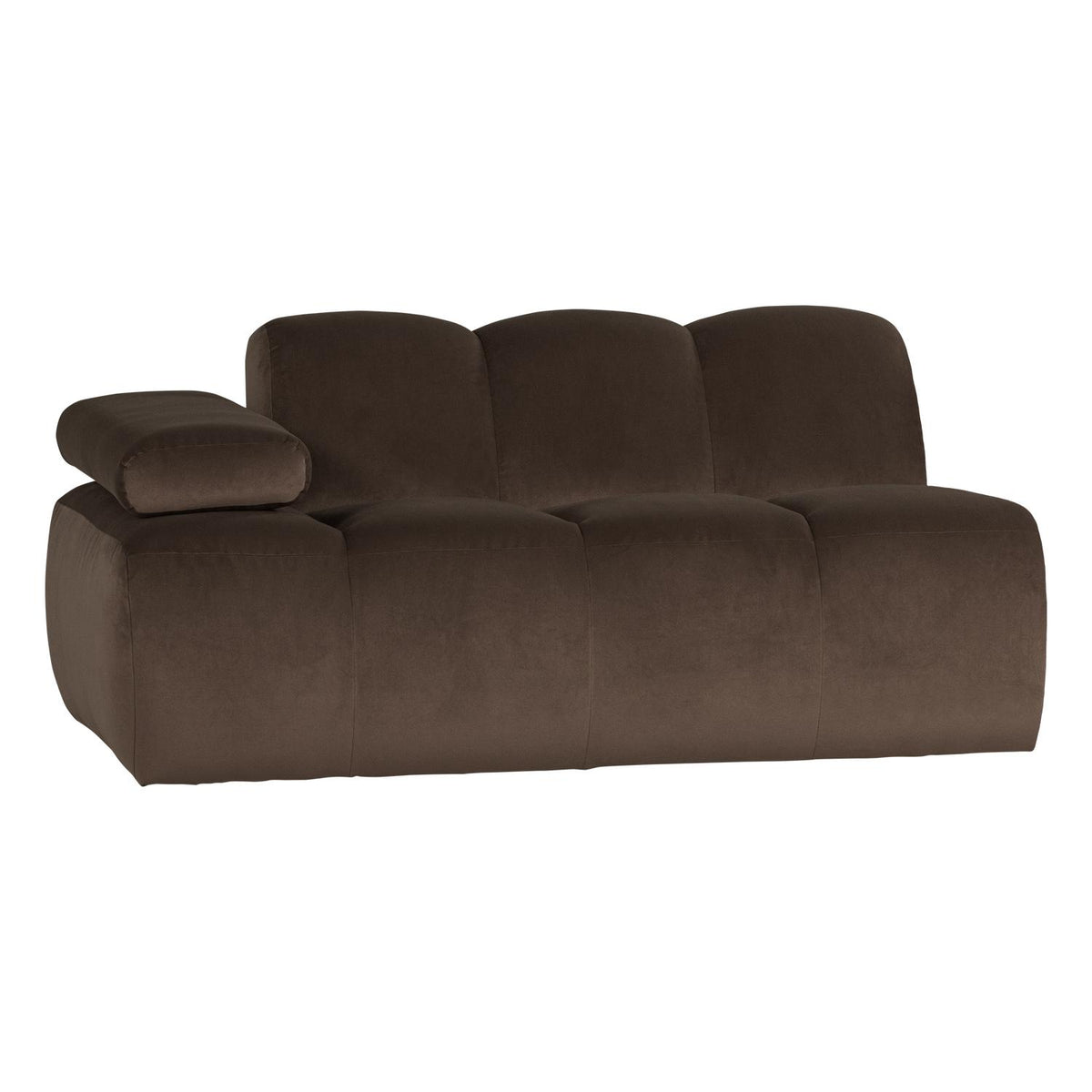 WOOOD Mojo 1,5-zits bank arm links velvet Bruin