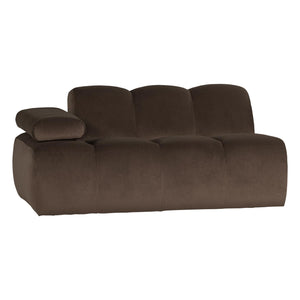 WOOOD Mojo 1,5-zits bank arm links velvet Bruin
