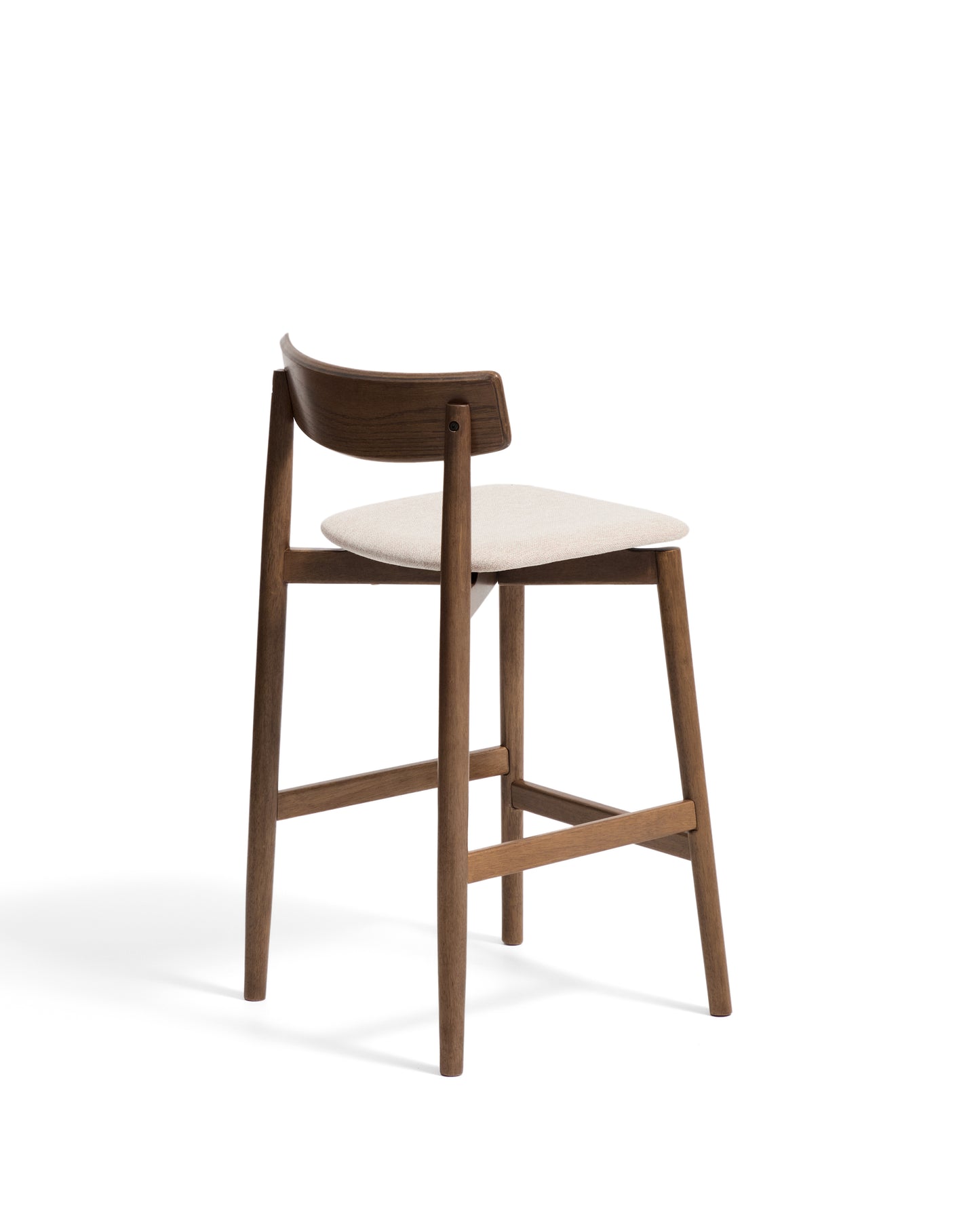 Kave Home Evera barkruk H67 chenille Grey/Brown met rugleuning