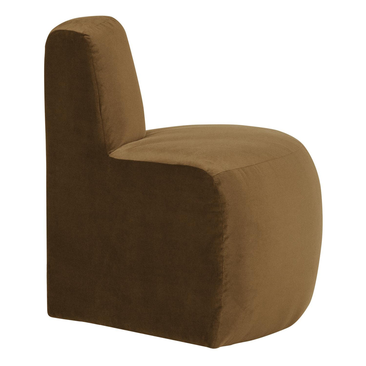WOOOD Mojo Base eetbank hoek rond rugleuning velvet Honinggeel
