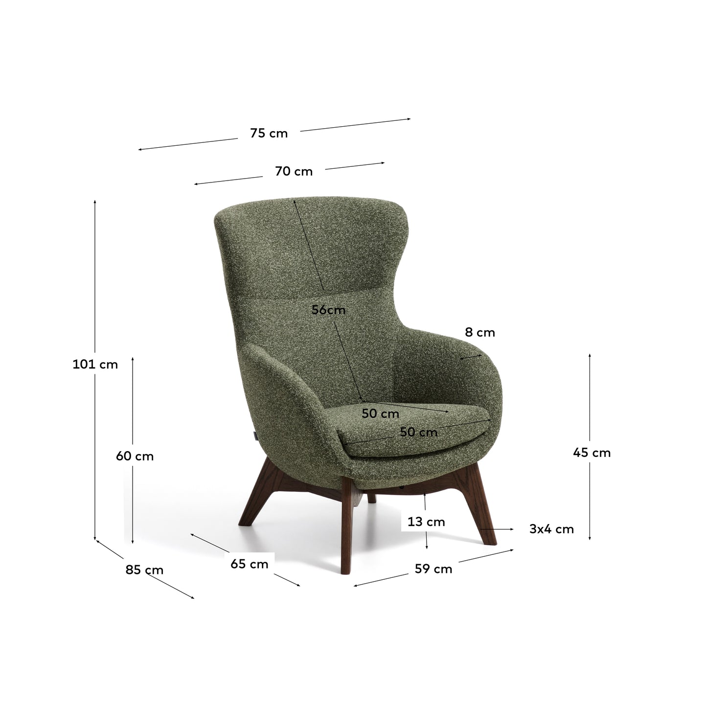 Kave Home Adiran fauteuil chenille Dark green