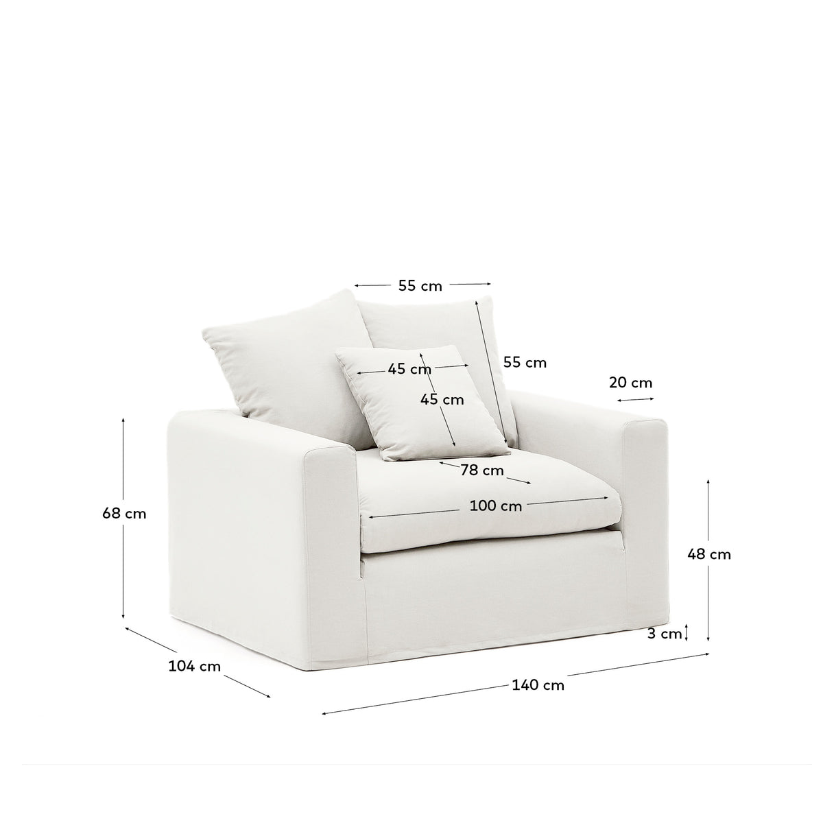 Kave Home Nora fauteuil 140x104 cm Ecru