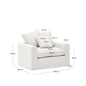 Kave Home Nora fauteuil 140x104 cm Ecru