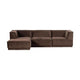 WOOOD Manu 3-zitsbank chaise longue links Bruin