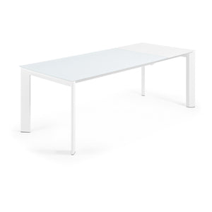 Kave Home Axis eettafel uitschuifbaar 160/220x90 cm Glas/Wit
