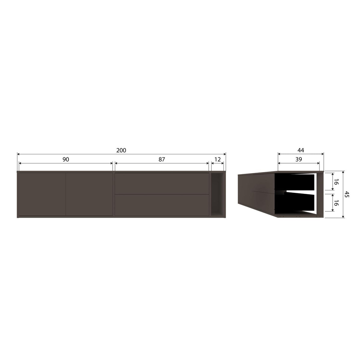 vtwonen Settle Down tv-meubel 200 cm Middenbruin
