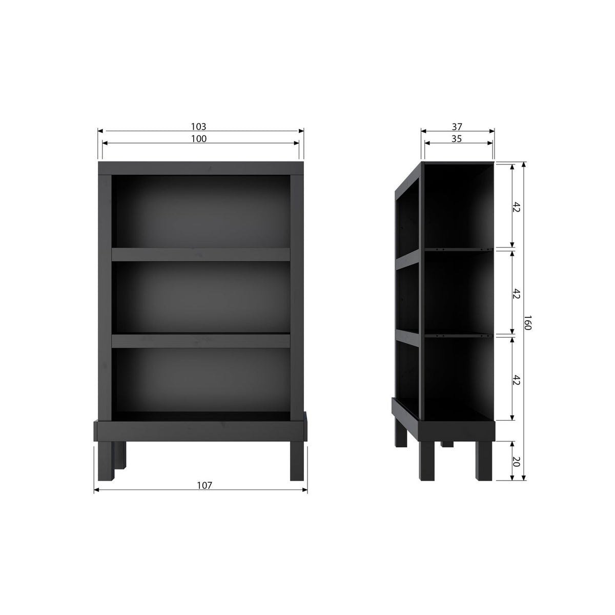 WOOOD Bonk open kast Matzwart