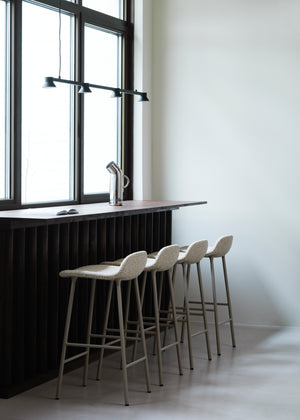 Normann Copenhagen Form barkruk H65 grijs leer Ultra 41574 vierpoot staal