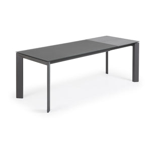 Kave Home Axis eettafel uitschuifbaar 160/220x90m cm Glas/Grijs