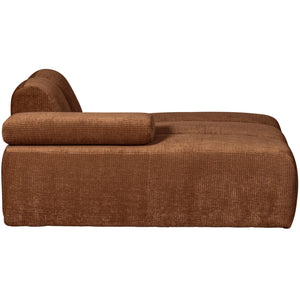 WOOOD Mojo chaise longue bank arm links ribstof Roestbruin