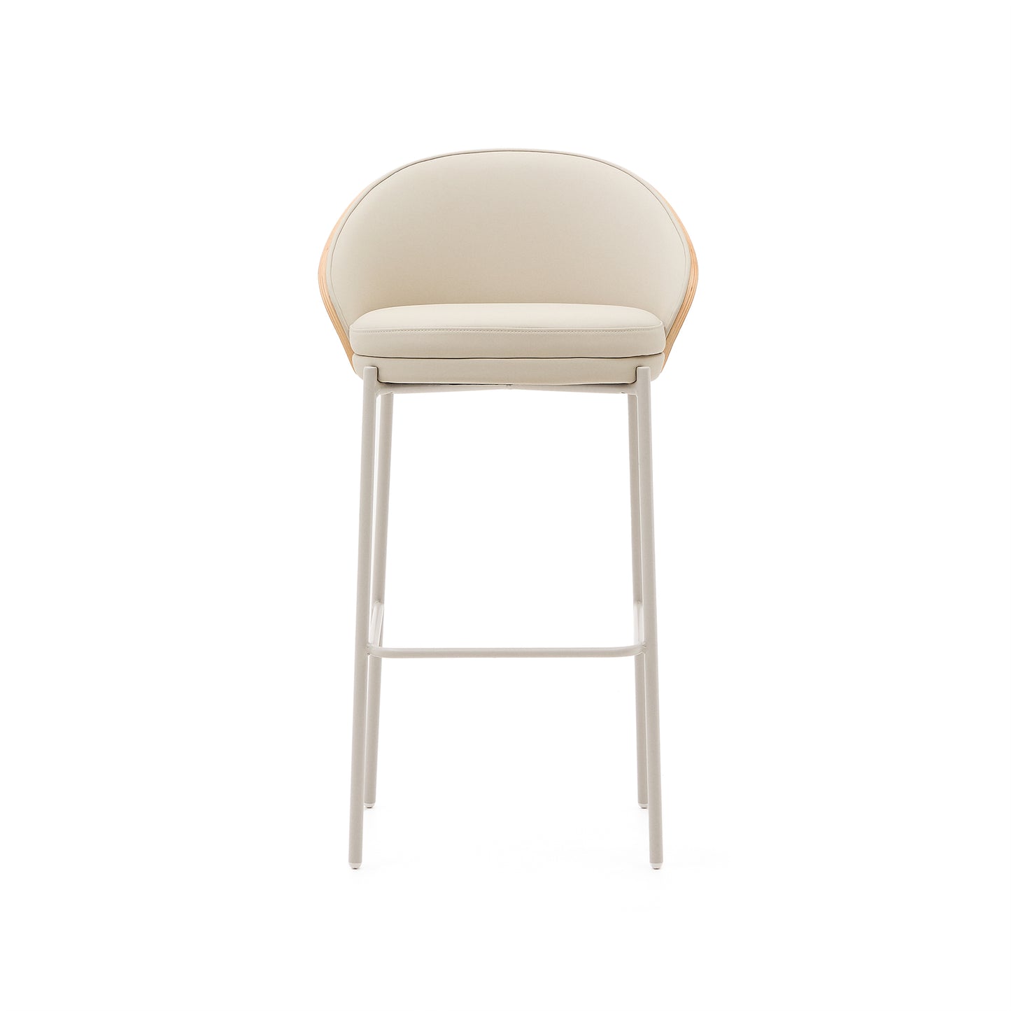 Kave Home Eamy barkruk H77 kunstleer White/Beige