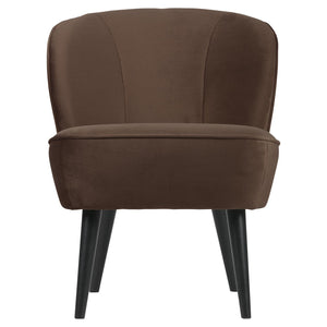 WOOOD Sara fauteuil velvet Donkerbruin