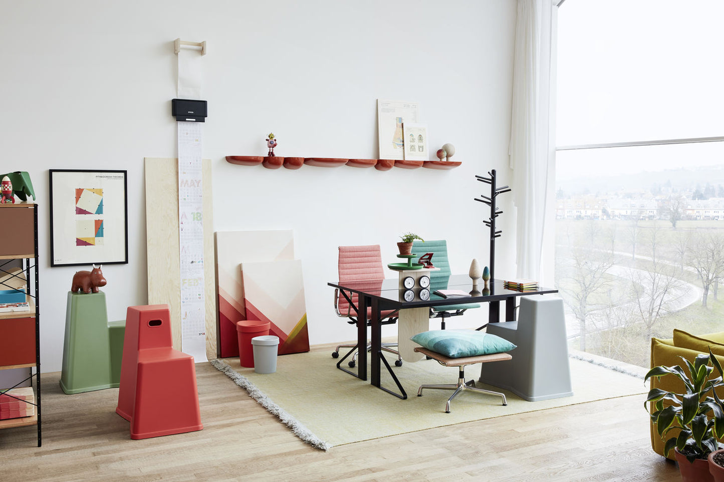 Vitra Eames Aluminium EA 119 bureaustoel draaibaar Premium Leather Nero