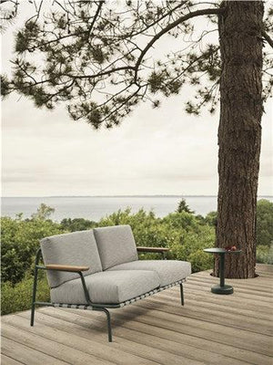 Muuto Settle 2-zits tuinbank Ribbed Weave 2/Dark Green