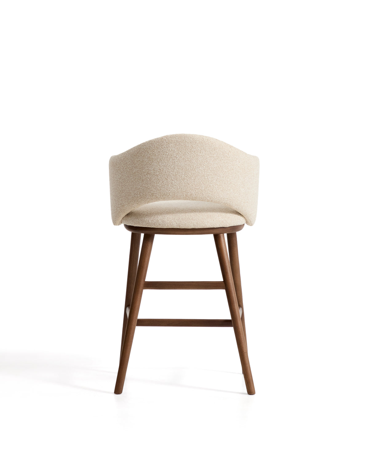 Kave Home Maina barkruk H65 dik chenille Beige walnoot
