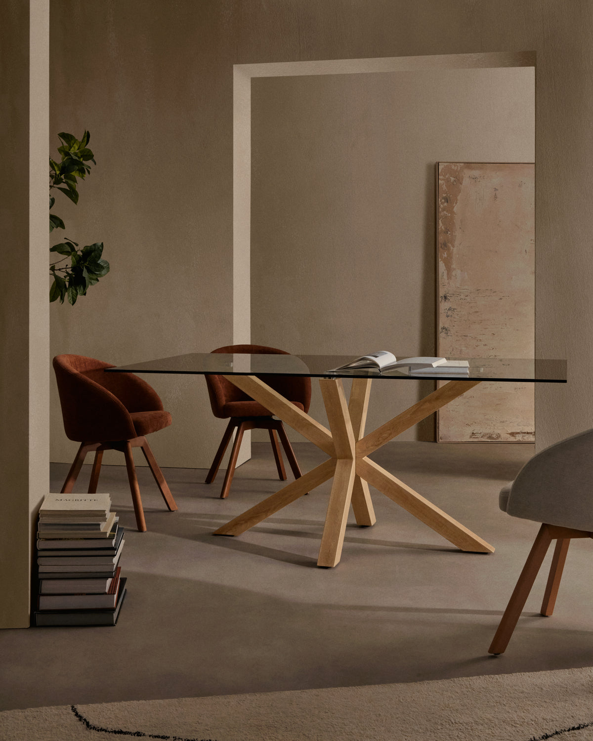 Kave Home Argo eettafel rechthoek 180x100 cm Clear/Natural
